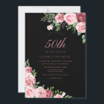 ピンクブラック&ブルゴーニュ女性50th Birthday Party 招待状<br><div class="desc">ピンクブラック&バーガンディ女性50thバースデーパーティーエレガントフローラピンクバーガンディデザイン。弊社の店舗の招待アイテムとマッチングアイテムのバリエーション</div>
