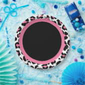 ピンクブラック&ホワイトチータプリント ペーパープレート (パーティー)