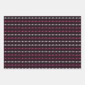 ピンクブラック&ホワイト小ハートバレンタインデー ラッピングペーパーシート (正面3)