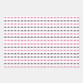 ピンクブラック&ホワイト小ハートバレンタインデー ラッピングペーパーシート (正面2)