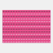 ピンクブラック&ホワイト小ハートバレンタインデー ラッピングペーパーシート (正面)