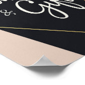 ピンクブラック&金ゴールドジオメトリカード&ギフト ポスター (角)