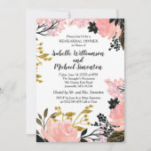 ピンクブラック&金ゴールドリハーサルディナー招待状 招待状 (正面)