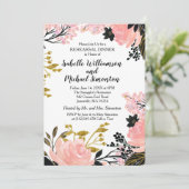 ピンクブラック&金ゴールドリハーサルディナー招待状 招待状 (スタンド正面)