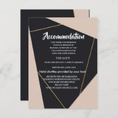 ピンクブラック&金ゴールド幾何学宿泊施設 案内ポストカード (正面/裏面)