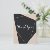 ピンクブラック&金ゴールド幾何学感謝 ポストカード (スタンド正面)