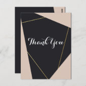 ピンクブラック&金ゴールド幾何学感謝 ポストカード (正面/裏面)