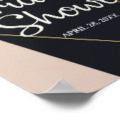 ピンクブラック&金ゴールド幾何学的ブライダルシャワー ポスター (角)