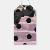 ピンクブラック&金ゴールド水玉模様シックボウグラムパーティー ギフトタグ (裏面)