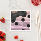 ピンクブラック&金ゴールド水玉模様シックボウグラムパーティー スタンダードカクテルナプキン (インサイチュ)