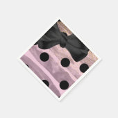 ピンクブラック&金ゴールド水玉模様シックボウグラムパーティー スタンダードカクテルナプキン (角)