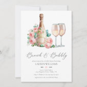 ピンクブランチ&バブリーシャンパンブライダルシャワー 招待状 (正面)