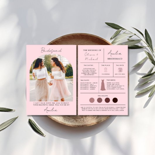 ピンクブリーズメイド提案&メイド・オブ・オーナー（花嫁付き添い人）カード 招待状