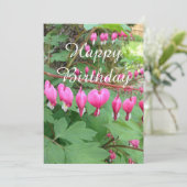 ピンクブリーディングハートフォト誕生日フラットカード (スタンド正面)
