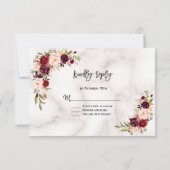 ピンクブルガンディマルサラフローラ金ゴールド結婚大理石 出欠カード (裏面)