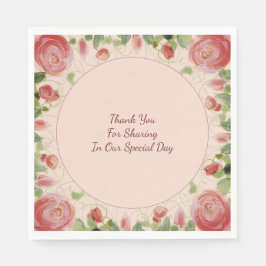 ピンクブルゴーニュとグリーン スタンダードランチョンナプキン