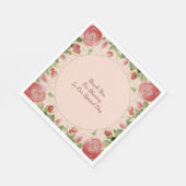 ピンクブルゴーニュとグリーン スタンダードランチョンナプキン (角)