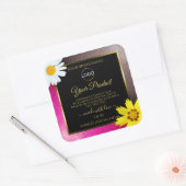 ピンクブルゴーニュグリッターブラック製品ラベルロゴ スクエアシール (封筒)