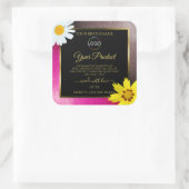 ピンクブルゴーニュグリッターブラック製品ラベルロゴ スクエアシール (バッグ)