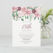 ピンクブルゴーニュバラ17日18日19誕生日招待状 招待状 (スタンド正面)