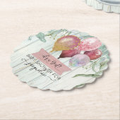 ピンクブルゴーニュバルーンウッド素朴ベビーガールシャワー ペーパーコースター (アングル)