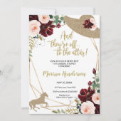 ピンクブルゴーニュフラワーズケンタッキーダービーブライダルシャワー 招待状 (正面)