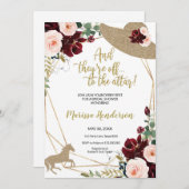 ピンクブルゴーニュフラワーズケンタッキーダービーブライダルシャワー 招待状 (正面/裏面)