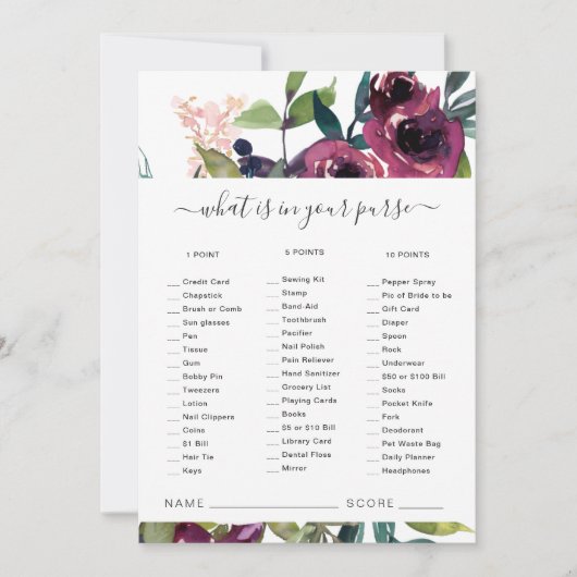 ピンクブルゴーニュフローラあなたの財布ゲームカードに何が サンキューカード (正面)