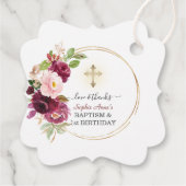 ピンクブルゴーニュフローラガール1st誕生日とバプテスマ フェイバータグ (裏面)