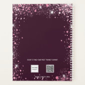 ピンクブルゴーニュフローラグリッター名 プランナー手帳 (裏面)