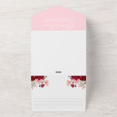 ピンクブルゴーニュフローラブライダルシャワーとレシピ オールインワン招待状 (外側)