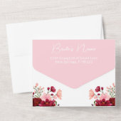 ピンクブルゴーニュフローラブライダルシャワーとレシピ オールインワン招待状 (裏面)