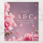 ピンクブルゴーニュフローラワインボトルラベル ワインラベル (シングルラベル)