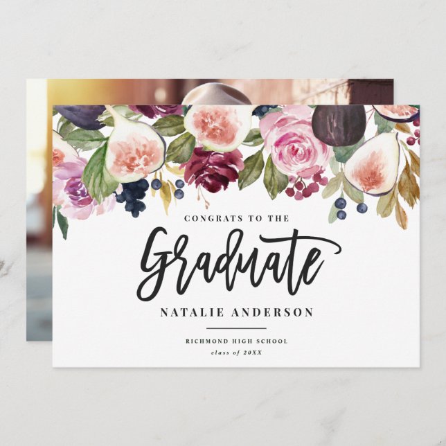 ピンクブルゴーニュフローラ写真大学院おめでとう (正面/裏面)