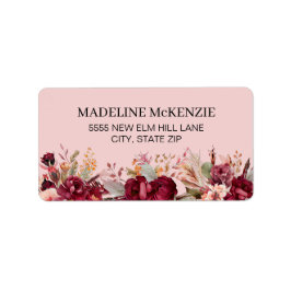 ピンクブルゴーニュフローラ植物学女子 ラベル