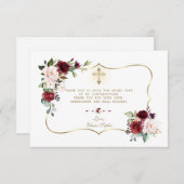 ピンクブルゴーニュフローラ金ゴールドクロス確認 サンキューカード (正面/裏面)