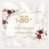 ピンクブルゴーニュフローラ金ゴールド30と素晴らしい誕生日 スクエアシール (正面)