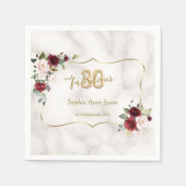 ピンクブルゴーニュフローラ金ゴールド30と素晴らしい誕生日 スタンダードカクテルナプキン (正面)