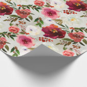ピンクブルゴーニュプオーニーバラ&ベリーガーデン ラッピングペーパー (角)