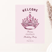 ピンクブルゴーニュプリンセスクラウンウェルカム誕生日 ポスター