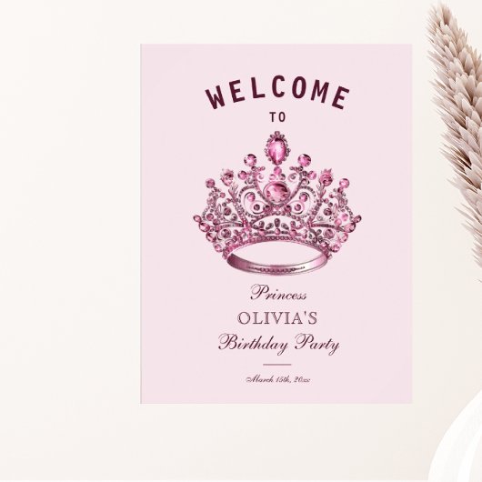 ピンクブルゴーニュプリンセスクラウンウェルカム誕生日 ポスター