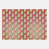 ピンクブルゴーニュ及びバラ雪だるま設計 ラッピングペーパーシート (正面3)