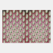 ピンクブルゴーニュ及びバラ雪だるま設計 ラッピングペーパーシート (正面2)