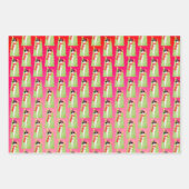 ピンクブルゴーニュ及びバラ雪だるま設計 ラッピングペーパーシート (正面)