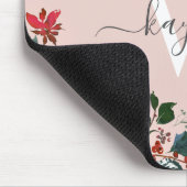 ピンクブルゴーニュ水カラーバラフローラ モノグラムの マウスパッド (コーナー)