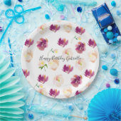 ピンクブルゴーニュ水カラーフローラ ペーパープレート (パーティー)