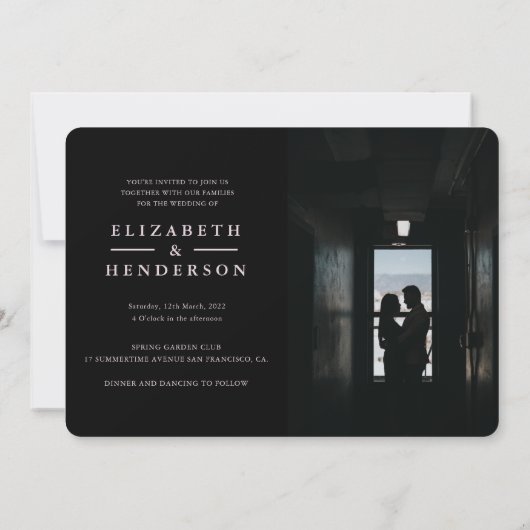 ピンクブルゴーニュ水彩フローラ2枚結婚の写真 招待状 (裏面)