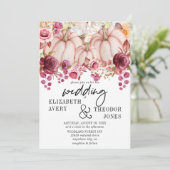 ピンクブルゴーニュ秋結婚のカボチャフローラ 招待状 (スタンド正面)