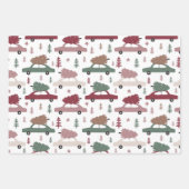 ピンクブルゴーニュ緑のクリスマス ラッピングペーパーシート (正面3)