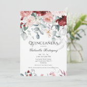 ピンクブルゴーニュ赤面フローラウォーターカラーキンセアニラ 招待状 (スタンド正面)